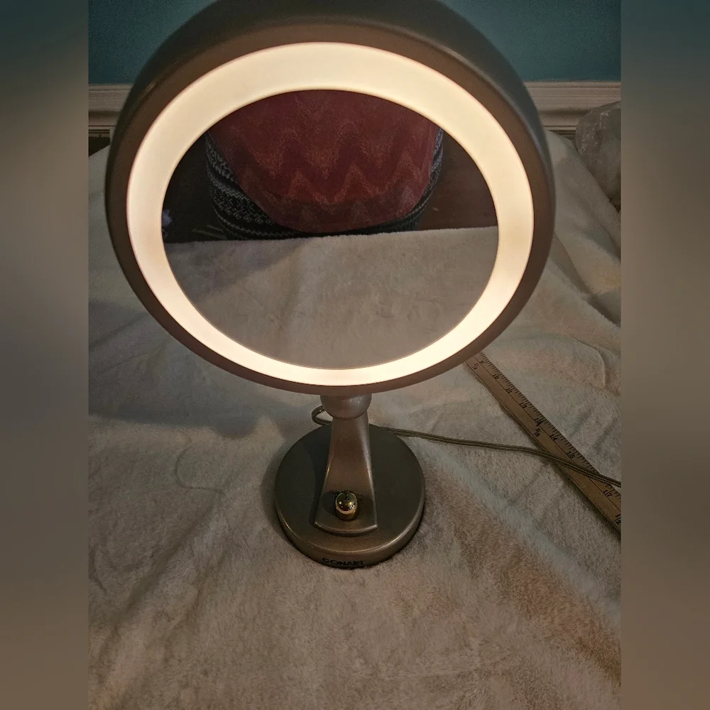Vintage Conair Double Sided Gold Metal 4 Mood Light Setting Vanity Mirror